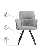 Стул мягкий Elis, на металлокаркасе, цвет серый/тёмно–серый/чёрный  (артикул 10997668)  большой выбор товаров оптом и в розницу по низким ценам с доставкой