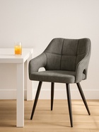 Стул мягкий Hera, на металлокаркасе, цвет тёмно–серый/чёрный  (артикул 10997675)  большой выбор товаров оптом и в розницу по низким ценам с доставкой