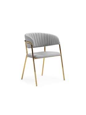 Стул мягкий Kamelia, на металлокаркасе, цвет светло–серый/золотой