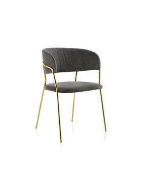 Стул мягкий Kamelia, на металлокаркасе, цвет тёмно–серый/золотой