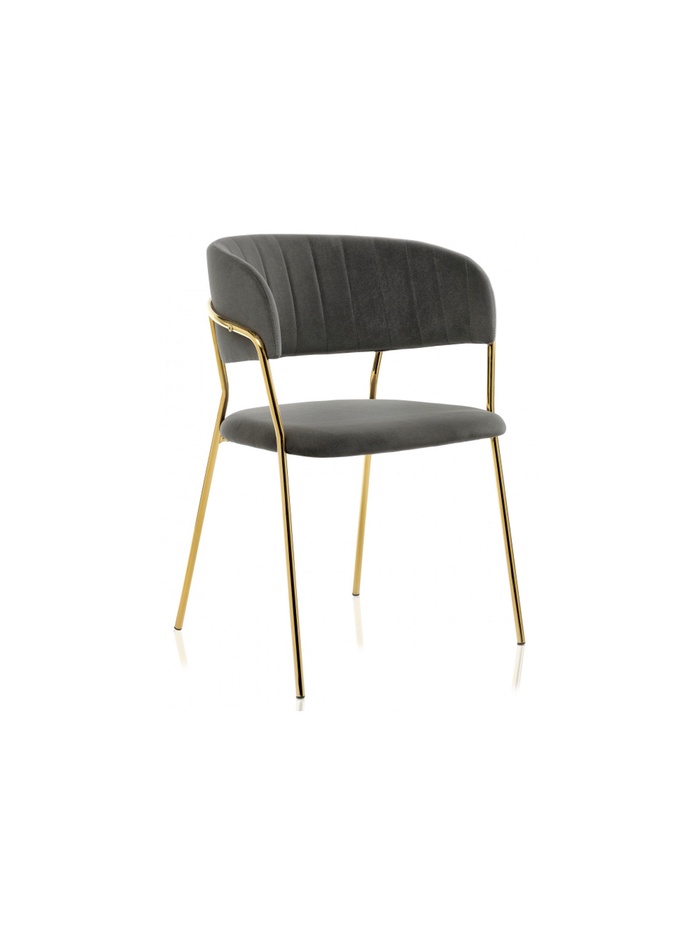 Стул мягкий Kamelia, на металлокаркасе, цвет тёмно-серый/золотой - Фото 1