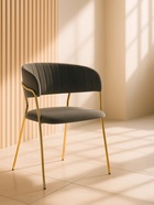 Стул мягкий Kamelia, на металлокаркасе, цвет тёмно-серый/золотой - Фото 5