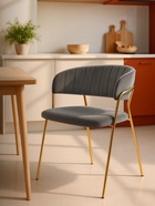 Стул мягкий Kamelia, на металлокаркасе, цвет тёмно-серый/золотой - Фото 6