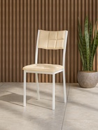 Стул мягкий «Бекал», на металлокаркасе, обивка искусственная кожа, цвет бежевый/белый  (артикул 10997719)  большой выбор товаров оптом и в розницу по низким ценам с доставкой