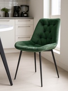 Стул мягкий «Гояр», на металлокаркасе, обивка велюр, цвет изумрудный/чёрный глянец  (артикул 10997739)  большой выбор товаров оптом и в розницу по низким ценам с доставкой