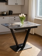 Стол на тумбе кухонный раздвижной «Бугун», 1200(1600)×800×770 мм, цвет чёрный  (артикул 10997784)  большой выбор товаров оптом и в розницу по низким ценам с доставкой