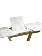 Стол на тумбе кухонный раздвижной «Бугун», 1200(1600)×800×770 мм, цвет белый/золото  (артикул 10997785)  большой выбор товаров оптом и в розницу по низким ценам с доставкой