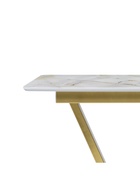 Стол на тумбе кухонный раздвижной «Бугун», 1200(1600)×800×770 мм, цвет белый/золото  (артикул 10997785)  большой выбор товаров оптом и в розницу по низким ценам с доставкой