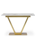 Стол на тумбе кухонный раздвижной «Бугун», 1200(1600)×800×770 мм, цвет белый/золото  (артикул 10997785)  большой выбор товаров оптом и в розницу по низким ценам с доставкой