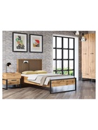 Кровать односпальная Iris, 934×2115 мм, цвет дуб вотан / черный муар - фото 122244867