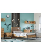 Кровать односпальная Iris, 934×2115 мм, цвет дуб вотан / черный муар - фото 122244868