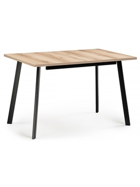 Стол кухонный раздвижной «Колон Лофт 120», 1200(1600)×750×750 мм, цвет чёрный матовый/дуб делано светлый