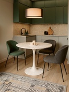 Стол кухонный «Тулип», 900×900×730 мм, цвет мрамор белый/белый  (артикул 10997803)  большой выбор товаров оптом и в розницу по низким ценам с доставкой