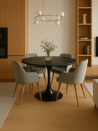 Стол кухонный «Тулип», 900×900×730 мм, цвет мрамор чёрный/чёрный  (артикул 10997804)  большой выбор товаров оптом и в розницу по низким ценам с доставкой