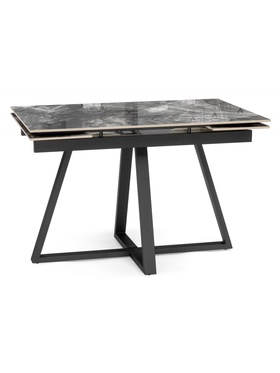 Стол кухонный керамический раздвижной «Силлем», 1200(1800)×800×770 мм, цвет риальто серый темный / черный