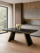 Стол кухонный керамический раздвижной «Симмонс», 1800(2600)×900×760 мм, цвет черный мрамор / черный  (артикул 10997813)  большой выбор товаров оптом и в розницу по низким ценам с доставкой