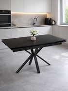 Стол кухонный керамический раздвижной «Старлайт», 1200(1800)×800×750 мм, цвет черный мрамор / черный  (артикул 10997815)  большой выбор товаров оптом и в розницу по низким ценам с доставкой