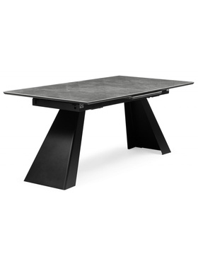 Стол кухонный керамический раздвижной «Стиг», 1800(2300)×900×770 мм, цвет серый мрамор / черный  (артикул 10997822)  большой выбор товаров оптом и в розницу по низким ценам с доставкой