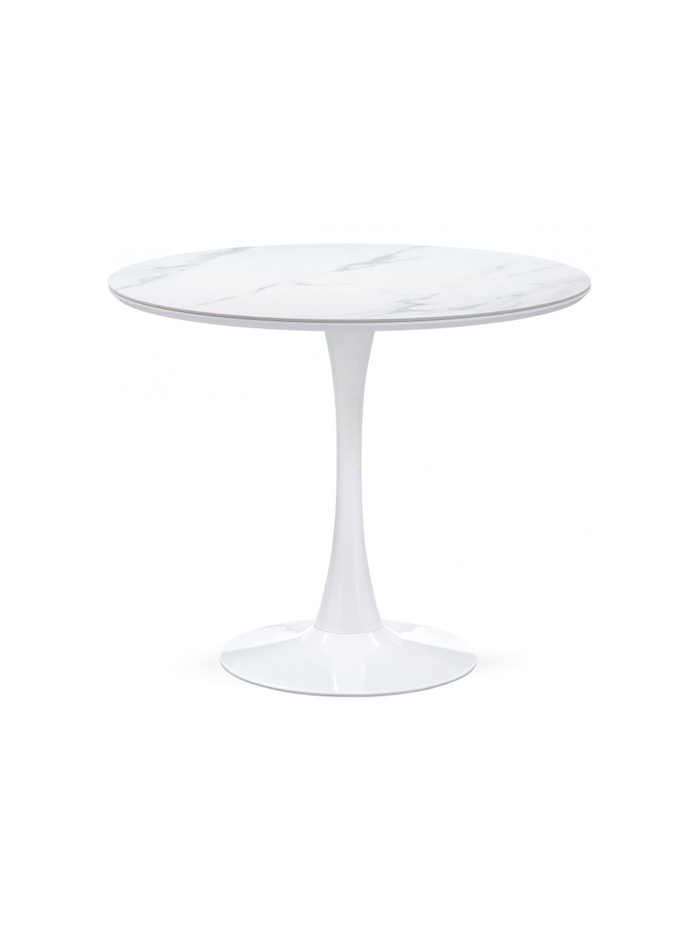 Стол кухонный керамический «Тулип», 900×900×740 мм, цвет белый мрамор / белый - Фото 1