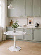 Стол кухонный керамический «Тулип», 900×900×740 мм, цвет белый мрамор / белый  (артикул 10997828)  большой выбор товаров оптом и в розницу по низким ценам с доставкой