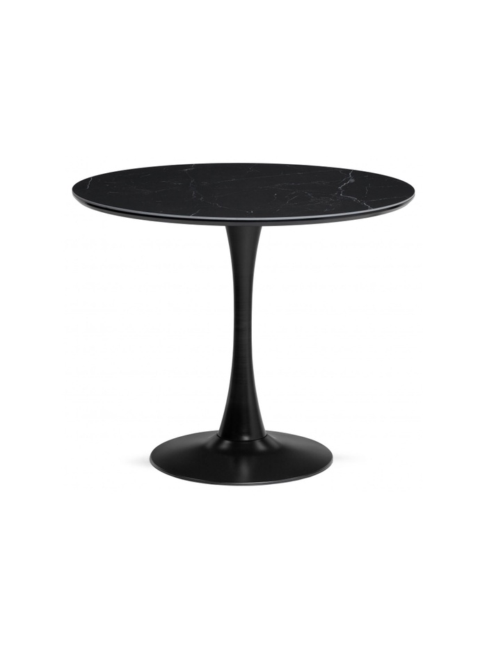 Стол кухонный керамический «Тулип», 900×900×740 мм, цвет черный мрамор / черный - Фото 1