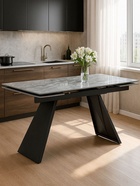 Стол кухонный керамический раздвижной «Хорсборо», 1400(2000)×800×790 мм, цвет оробико / черный  (артикул 10997831)  большой выбор товаров оптом и в розницу по низким ценам с доставкой