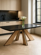 Стол кухонный керамический раздвижной «Шаннон», 1800(2400)×900×790 мм, цвет черный мрамор / дуб монтана - Фото 8