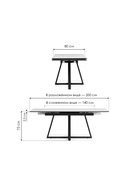 Стол кухонный керамический раздвижной «Памелла», 1400(2000)×800×750 мм, цвет черный мрамор / черный - Фото 2