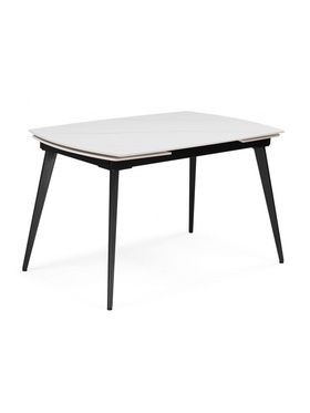 Стол кухонный керамический раздвижной Aveiro, 1200(1800)×800×755 мм, цвет белый мрамор / черный