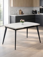 Стол кухонный керамический раздвижной Aveiro, 1200(1800)×800×755 мм, цвет белый мрамор / черный  (артикул 10997849)  большой выбор товаров оптом и в розницу по низким ценам с доставкой