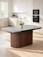 Стол кухонный керамический раздвижной Lagos, 1600(2400)×900×770 мм, цвет серый / орех - Фото 2