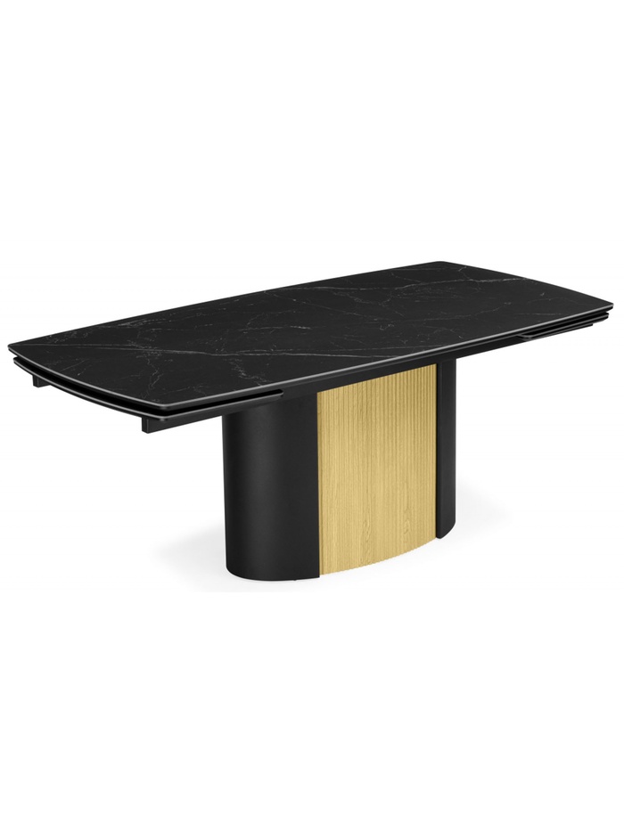 Стол кухонный керамический раздвижной «Бовер», 1800(2200)×900×780 мм, цвет черный мрамор / черный / дуб натуральный - Фото 1