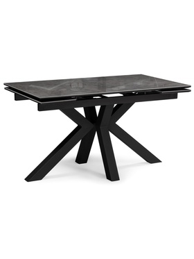 Стол кухонный керамический раздвижной «Бронхольм», 1400(2000)×800×770 мм, цвет серый мрамор / черный