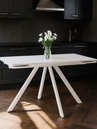 Стол кухонный керамический раздвижной «Вилли», 1400(2000)×800×750 мм, цвет белый мрамор / белый  (артикул 10997866)  большой выбор товаров оптом и в розницу по низким ценам с доставкой