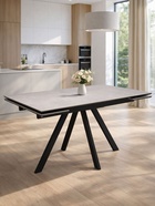 Стол кухонный керамический раздвижной «Вилли», 1400(2000)×800×750 мм, цвет светло-серый / черный  (артикул 10997867)  большой выбор товаров оптом и в розницу по низким ценам с доставкой