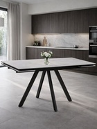 Стол кухонный керамический раздвижной «Вилли», 1400(2000)×800×750 мм, цвет белый мрамор / черный  (артикул 10997869)  большой выбор товаров оптом и в розницу по низким ценам с доставкой