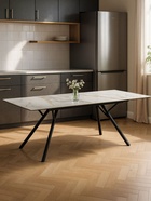 Стол кухонный керамический раздвижной «Ворен», 1800(2400)×900×770 мм, цвет белый мрамор / черный  (артикул 10997873)  большой выбор товаров оптом и в розницу по низким ценам с доставкой