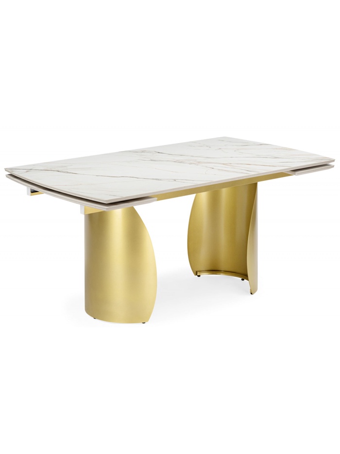 Стол кухонный керамический раздвижной «Готланд», 1600(2200)×900×790 мм, цвет бежевый / золото - Фото 1