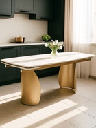 Стол кухонный керамический раздвижной «Готланд», 1800(2400)×900×790 мм, цвет вяз скандинавский / золото - Фото 8