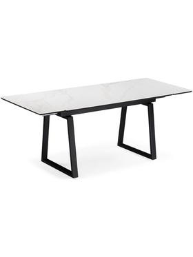 Стол кухонный керамический раздвижной «Джек», 1400(2000)×800×750 мм, цвет белый мрамор / черный  (артикул 10997885)  большой выбор товаров оптом и в розницу по низким ценам с доставкой