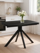 Стол кухонный керамический раздвижной «Катчел», 1200(1800)×800×770 мм, цвет черный мрамор / черный  (артикул 10997892)  большой выбор товаров оптом и в розницу по низким ценам с доставкой