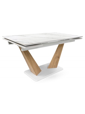 Стол кухонный керамический раздвижной «Кели», 1400(2000)×800×760 мм, цвет дуб монтана / белый  (артикул 10997896)  большой выбор товаров оптом и в розницу по низким ценам с доставкой