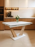 Стол кухонный керамический раздвижной «Кели», 1400(2000)×800×760 мм, цвет дуб монтана / белый  (артикул 10997896)  большой выбор товаров оптом и в розницу по низким ценам с доставкой