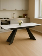 Стол кухонный керамический раздвижной «Ливи», 1400(2000)×800×780 мм, цвет белый мрамор / черный  (артикул 10997899)  большой выбор товаров оптом и в розницу по низким ценам с доставкой