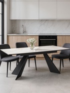 Стол кухонный керамический раздвижной «Ливи», 1400(2000)×800×780 мм, цвет белый мрамор / черный  (артикул 10997899)  большой выбор товаров оптом и в розницу по низким ценам с доставкой