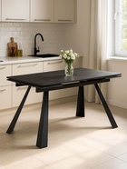 Стол кухонный керамический раздвижной «Маунт», 1400(2000)×800×770 мм, цвет черный мрамор / черный  (артикул 10997905)  большой выбор товаров оптом и в розницу по низким ценам с доставкой