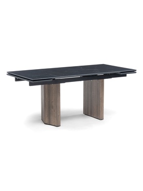 Стол кухонный керамический раздвижной «Монерон», 1800(2400)×900×770 мм, цвет черный мрамор / орех кантри  (артикул 10997907)  большой выбор товаров оптом и в розницу по низким ценам с доставкой