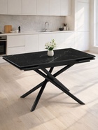 Стол кухонный керамический раздвижной «Мэриан», 1200(1800)×800×750 мм, цвет черный мрамор / черный  (артикул 10997915)  большой выбор товаров оптом и в розницу по низким ценам с доставкой