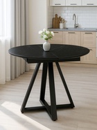 Стол кухонный керамический раздвижной «Нельсон», 1000(1400)×1000×760 мм, цвет черный мрамор / черный  (артикул 10997922)  большой выбор товаров оптом и в розницу по низким ценам с доставкой