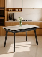 Стол кухонный керамический раздвижной «Норман», 1200(1800)×800×750 мм, цвет светло-серый / черный  (артикул 10997923)  большой выбор товаров оптом и в розницу по низким ценам с доставкой